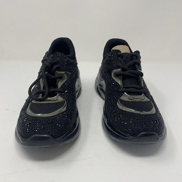 Guess GW Circa‎ Sneakers Women's 5.5M Black Faux Suede Embellished Lace Up S0530 - Picture 2 of 9